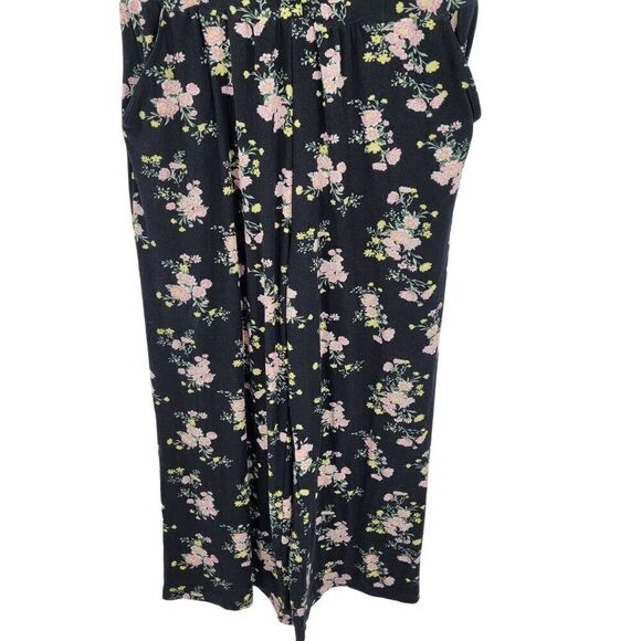 No Boundaries Off Shoulder Wide Leg Jumpsuit 3X Black Pink Floral Pockets Casual - Picture 7 of 12
